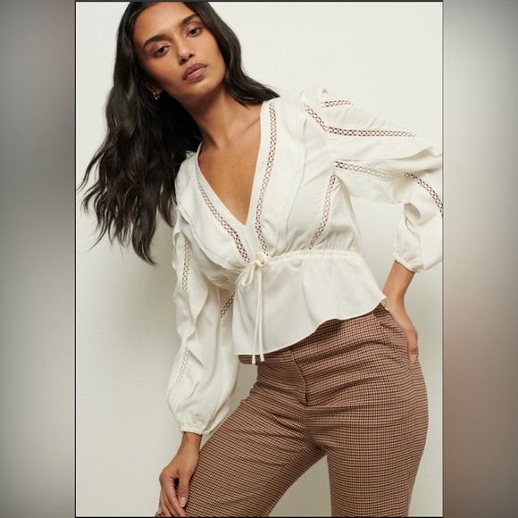 Derek Lam 10 Crosby Tops - Derek Lam 10 Crosby Freiya Ruffle Blouse in Ivory